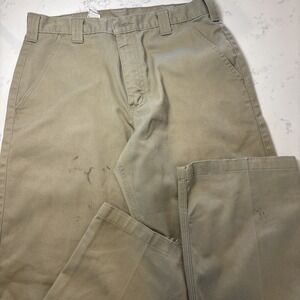 Carhartt Blended Twill Khaki Pants 34x34 Work Pants Trades Utility  ** Stains